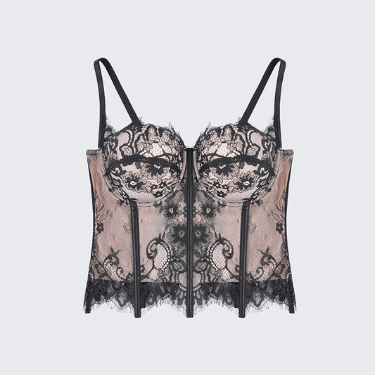 Women's Outerwear Lace Hollow Out Padded Corset Top