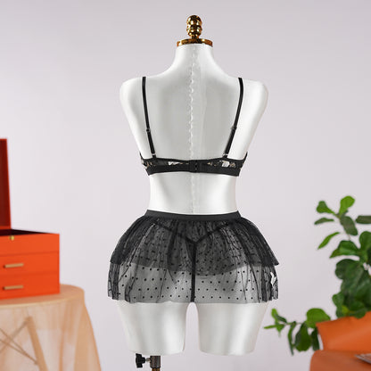 Black Lace Butterfly Embroidery Bra & Panty Set