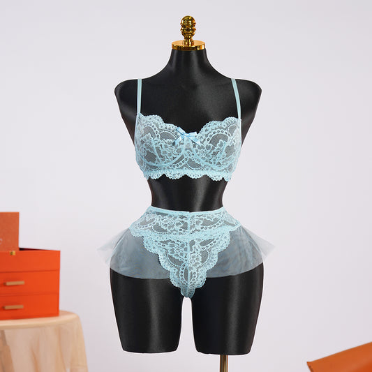 Blue Whisper Light Blue Lace Lingerie Set