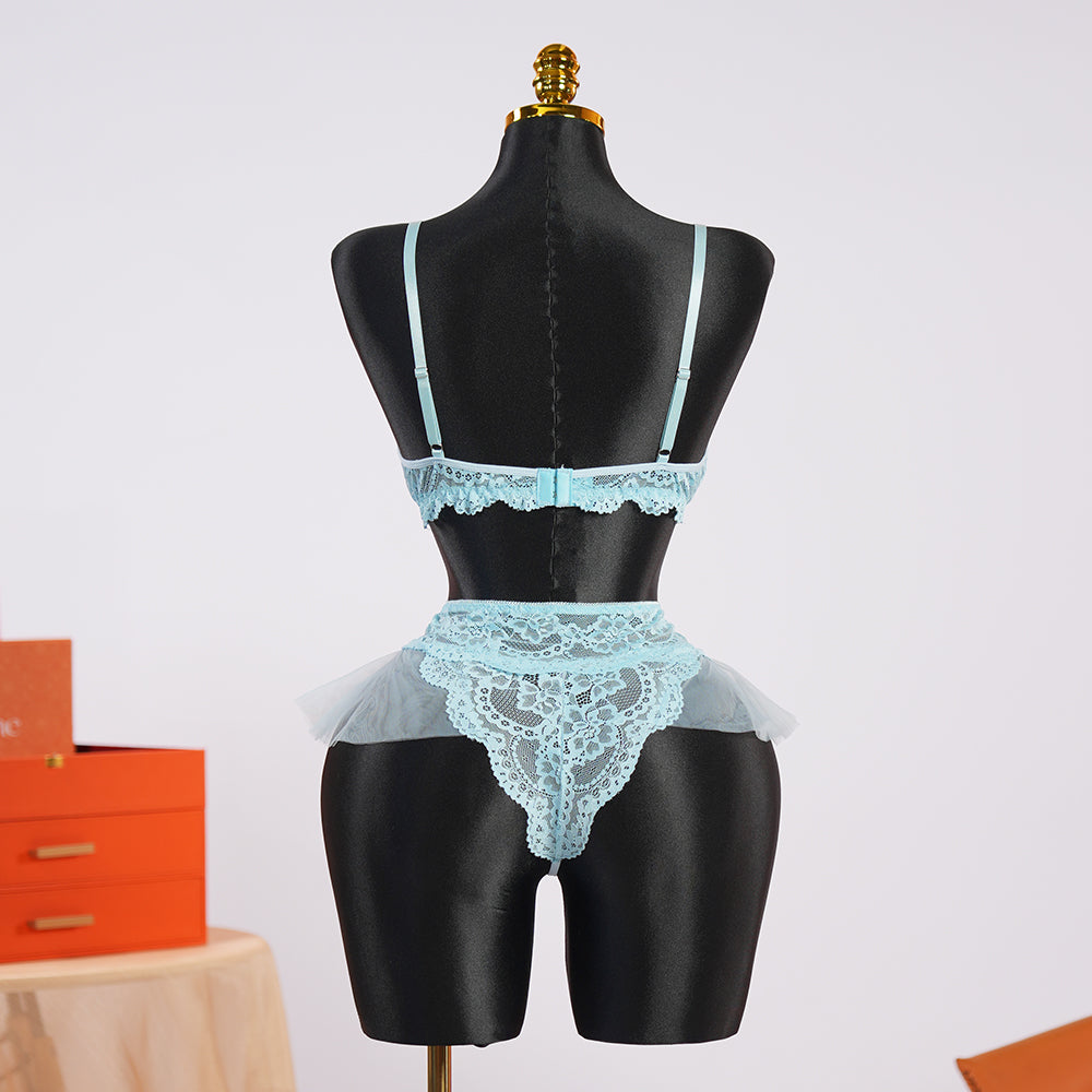 Blue Whisper Light Blue Lace Lingerie Set