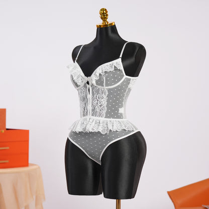 White Floral Lace Teddy Bodysuit