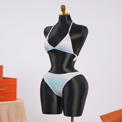 Blue Pink Gradient Bikini Bra Panty Set