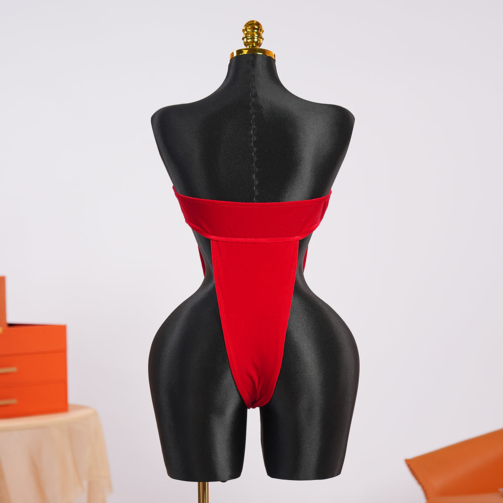 Red Open-back Bow Adjustable Bodysuit