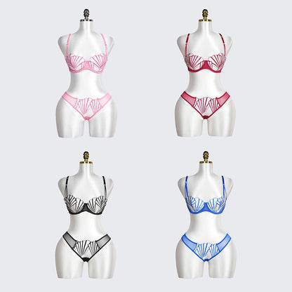 Geometric Lace Embroidery Lingerie Set
