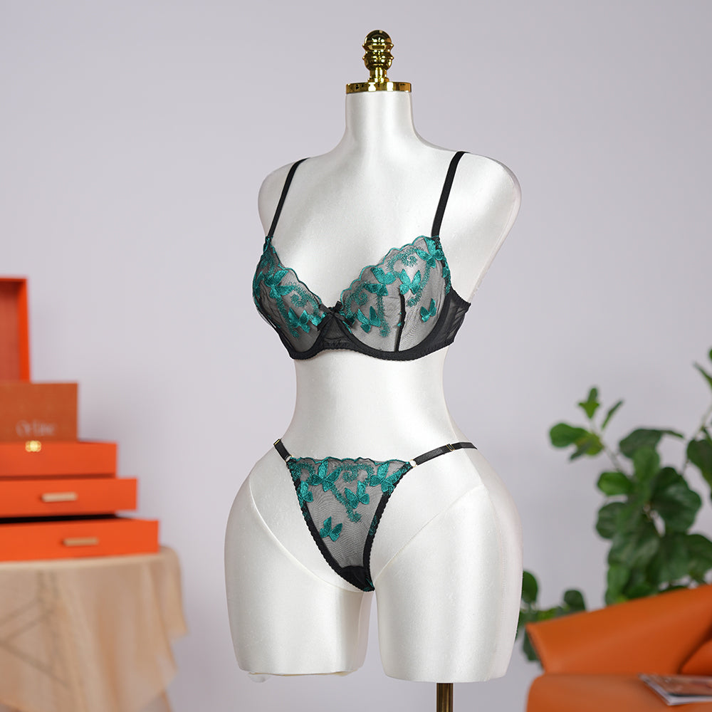 Veilvine Floral Embroidery Lace Lingerie Set