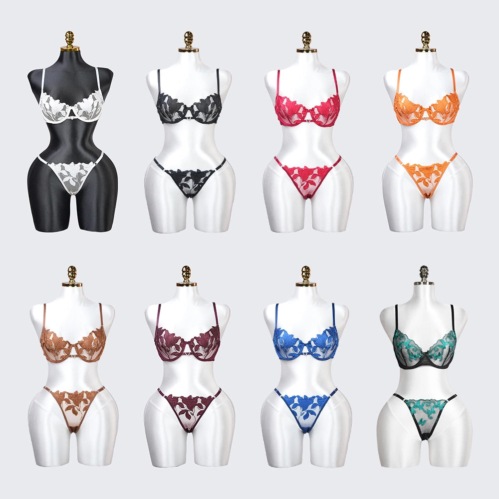 Floral Embroidery Lace Lingerie Set