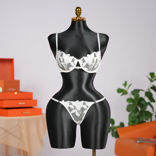 Floral Embroidery Lace Lingerie Set