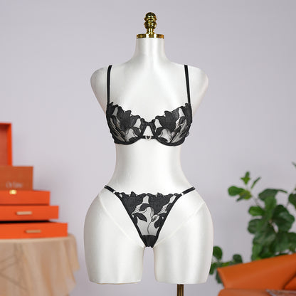 Floral Embroidery Lace Lingerie Set