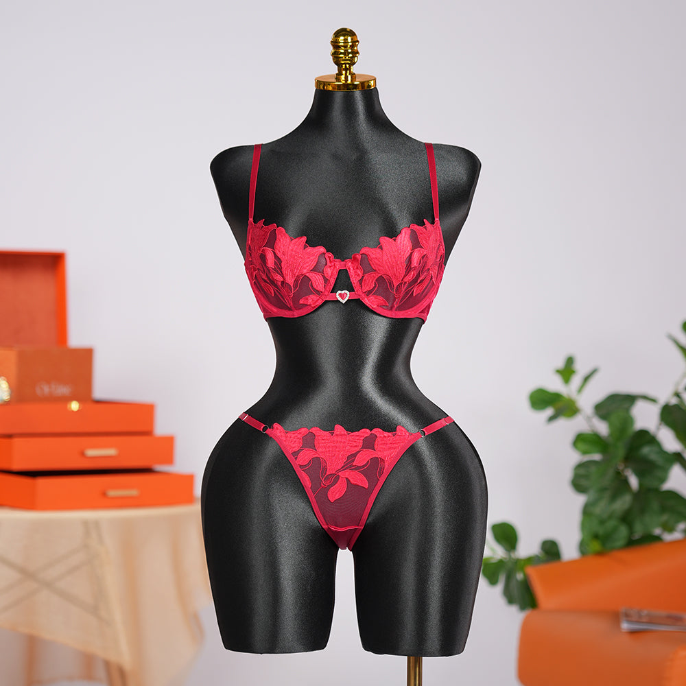 Floral Embroidery Lace Lingerie Set
