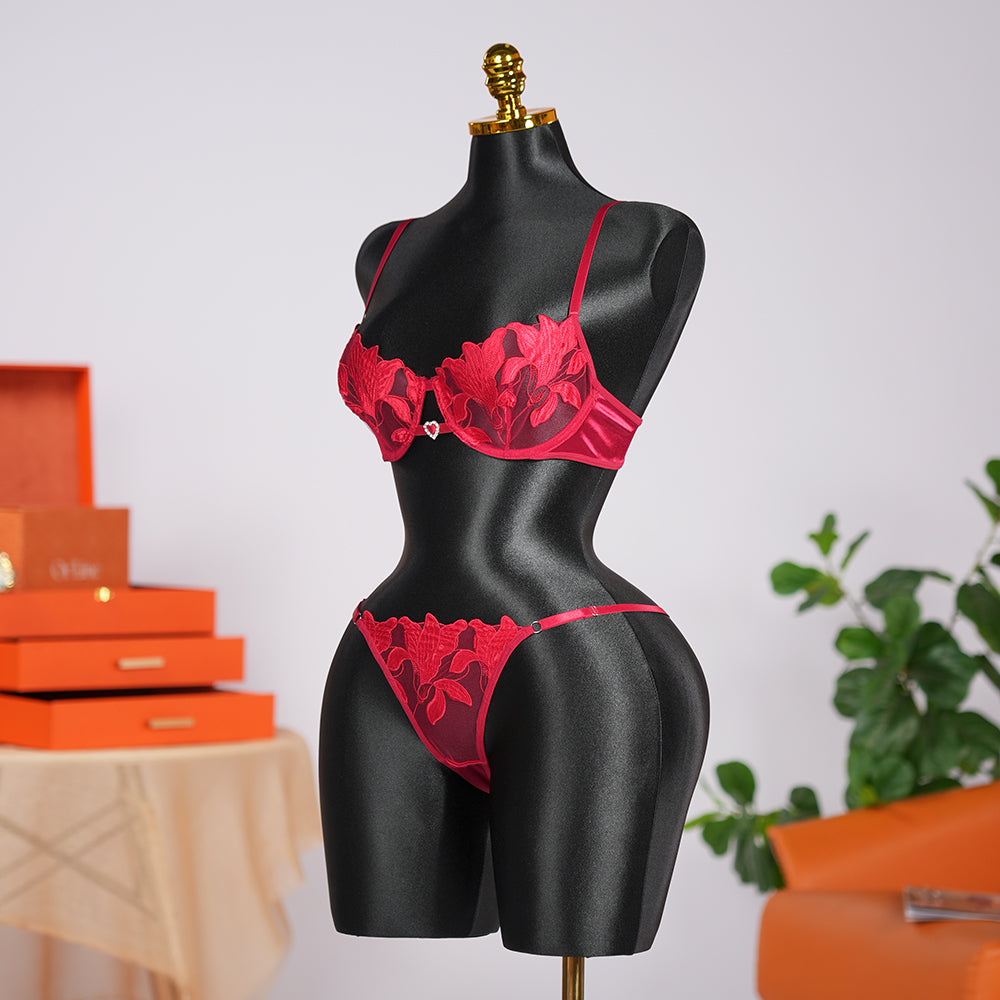 Floral Embroidery Lace Lingerie Set