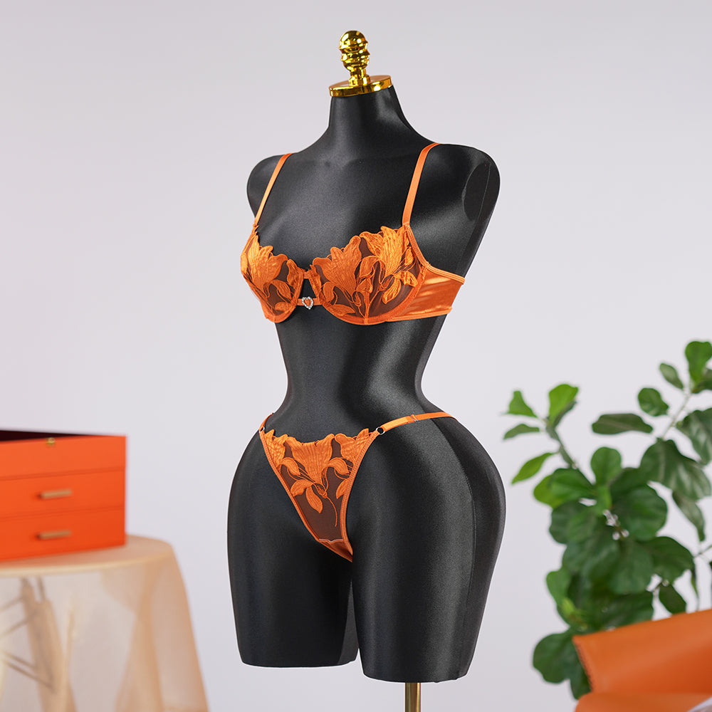 Floral Embroidery Lace Lingerie Set