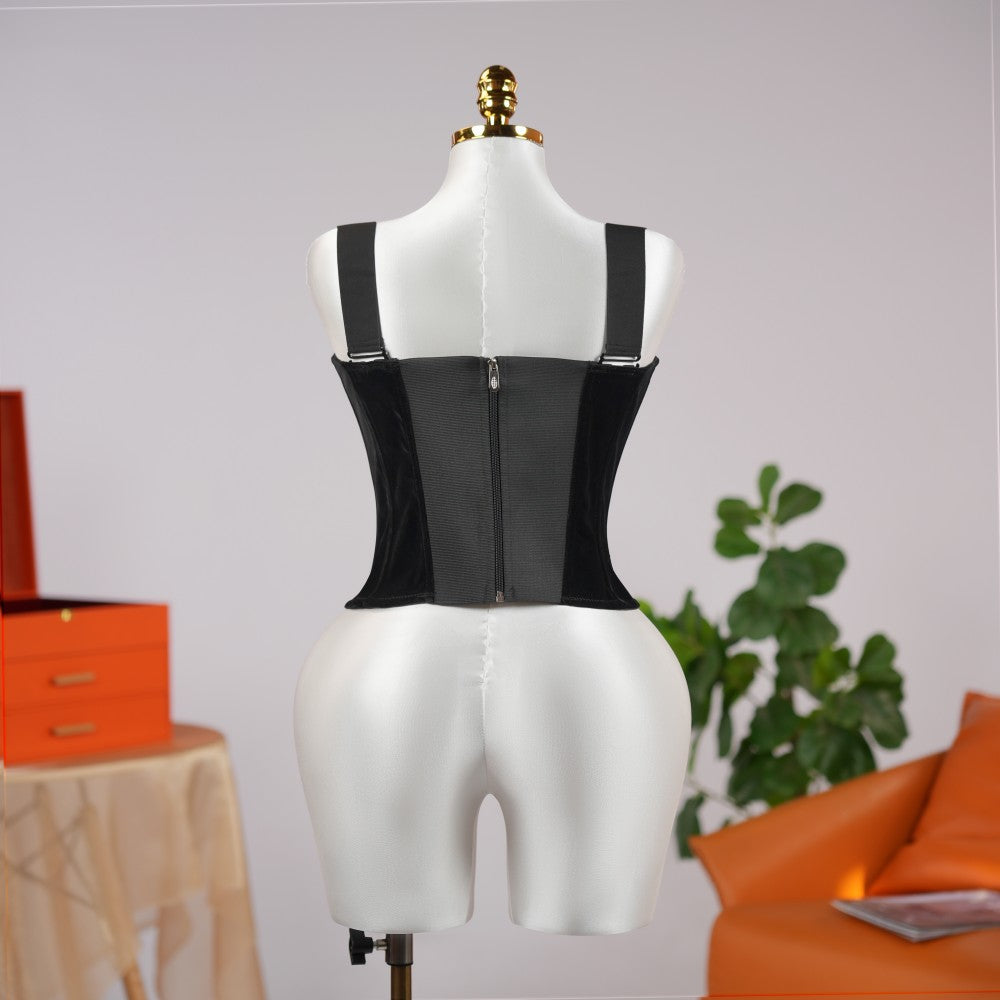 Velvet Strap-Detail Corset Top