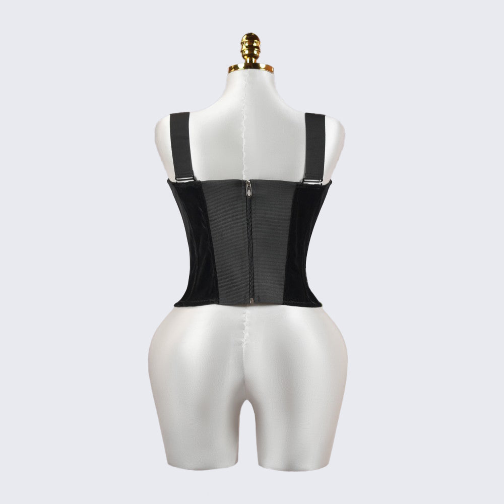 Velvet Strap-Detail Corset Top