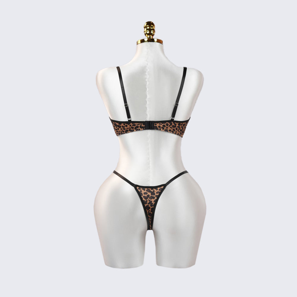 Leopard Floral Embroidery Lace Bra