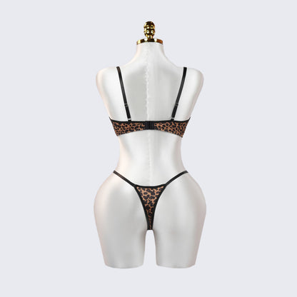 Leopard Floral Embroidery Lace Bra