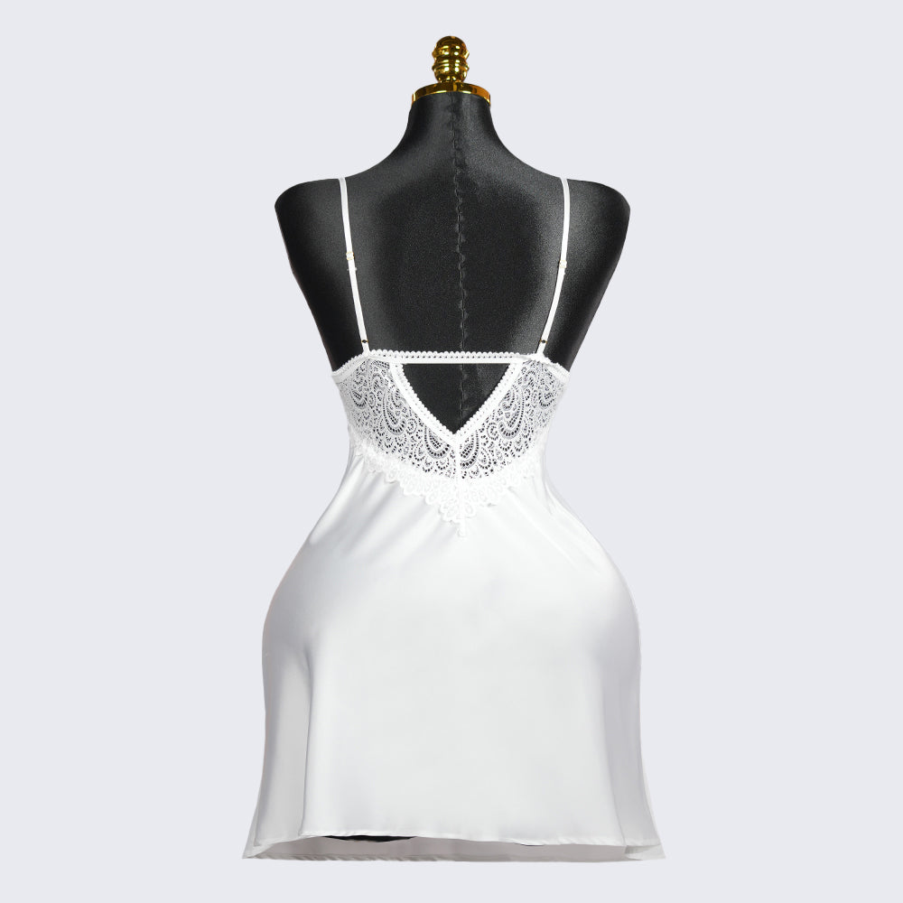 Spaghetti Strap Lace Backless Satin Dress