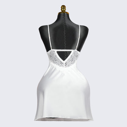 Spaghetti Strap Lace Backless Satin Dress