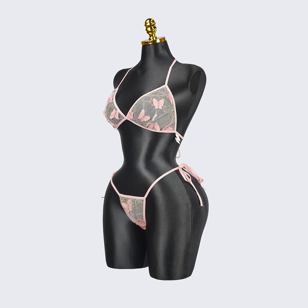 Plus Size Lace Sheer Bra Panty Set