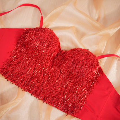 Glint Sequin & Bead-Embellished Camisole Corset Top