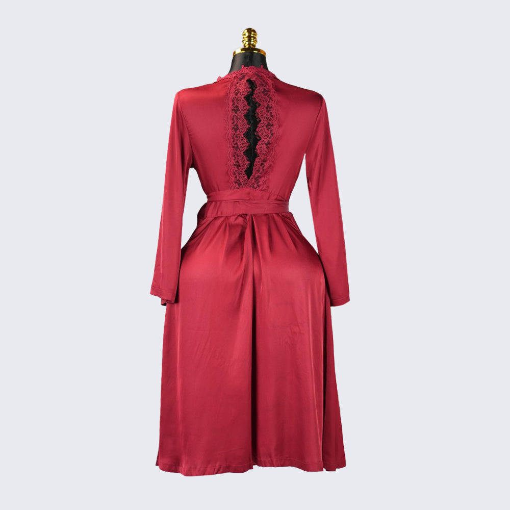 Long Sleeve Satin Lace Robe