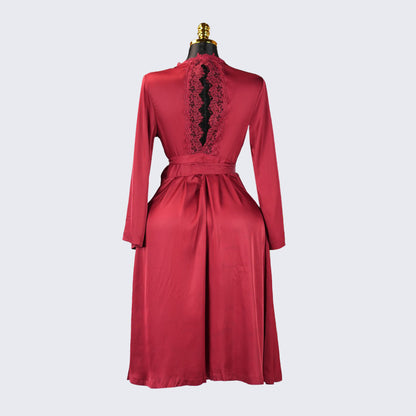 Long Sleeve Satin Lace Robe