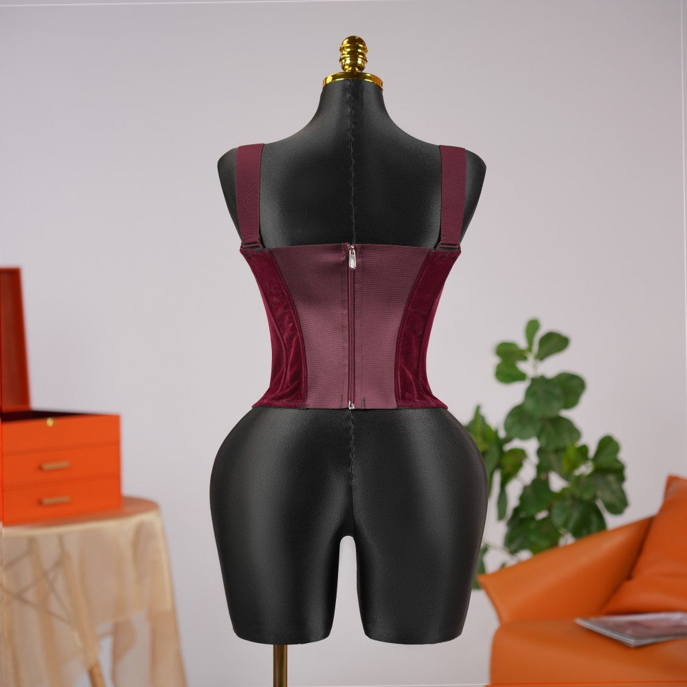 Velvet Strap-Detail Corset Top